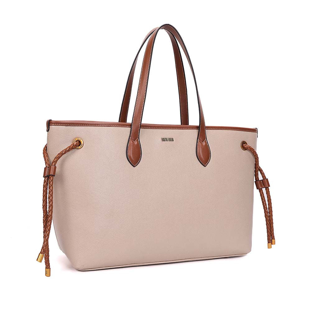 Bolsa Shopper Santa Lolla Off White Detalhes Dourados