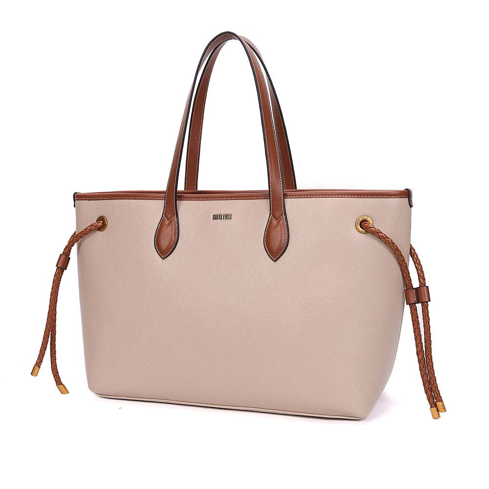 Bolsa Shopper Santa Lolla Off White Detalhes Dourados
