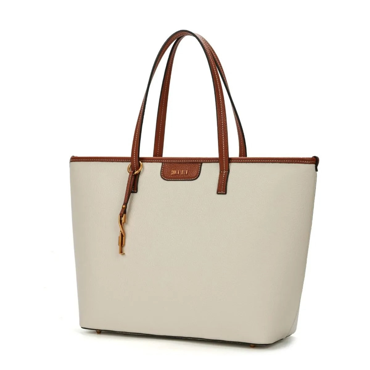Bolsa Shopper Santa Lolla Off White Viés Caramelo