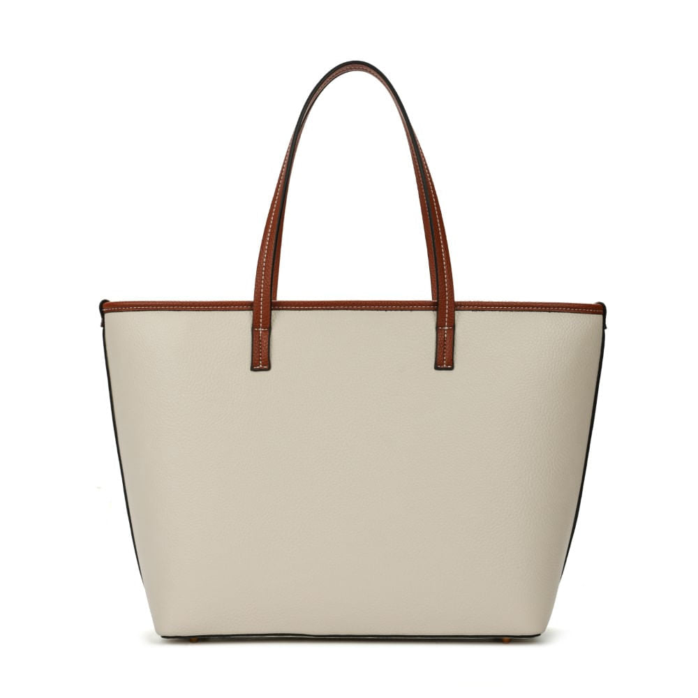 Bolsa Shopper Santa Lolla Off White Viés Marrom