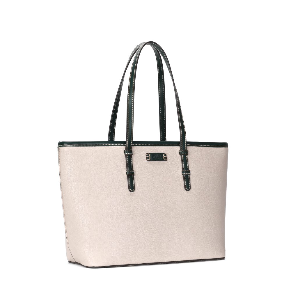 Bolsa Shopper Santa Lolla Off White Zíper Alça Verde
