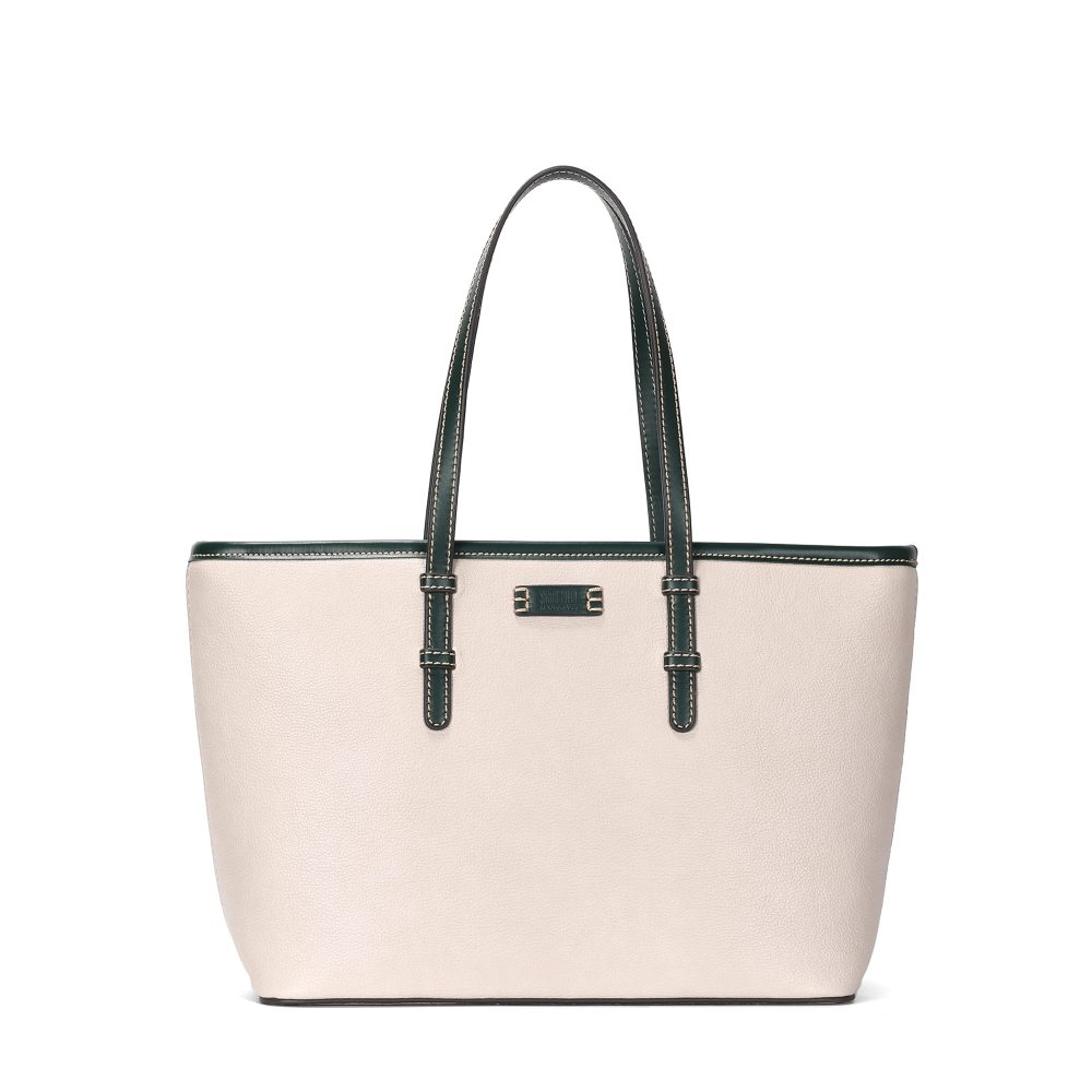 Bolsa Shopper Santa Lolla Off White Zíper Alça Verde
