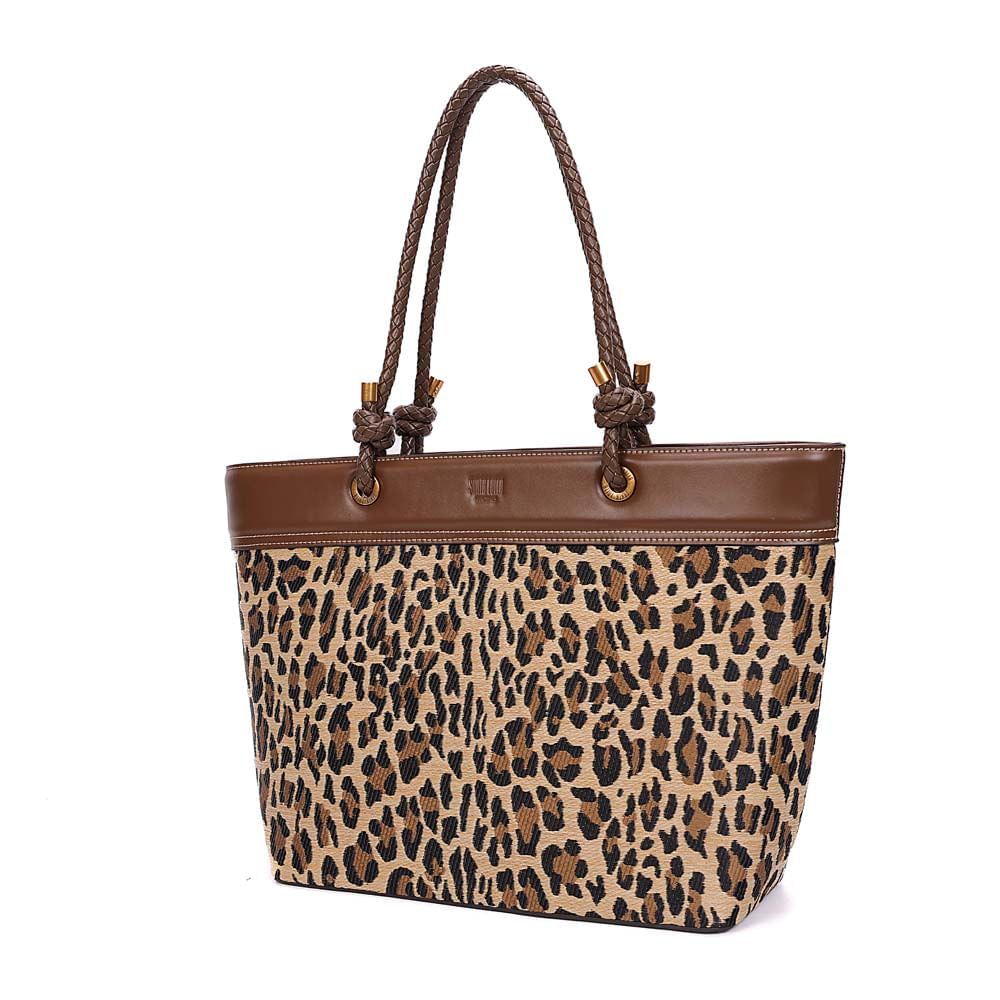 Bolsa Shopper Santa Lolla Onça Tramado Alça Ombro