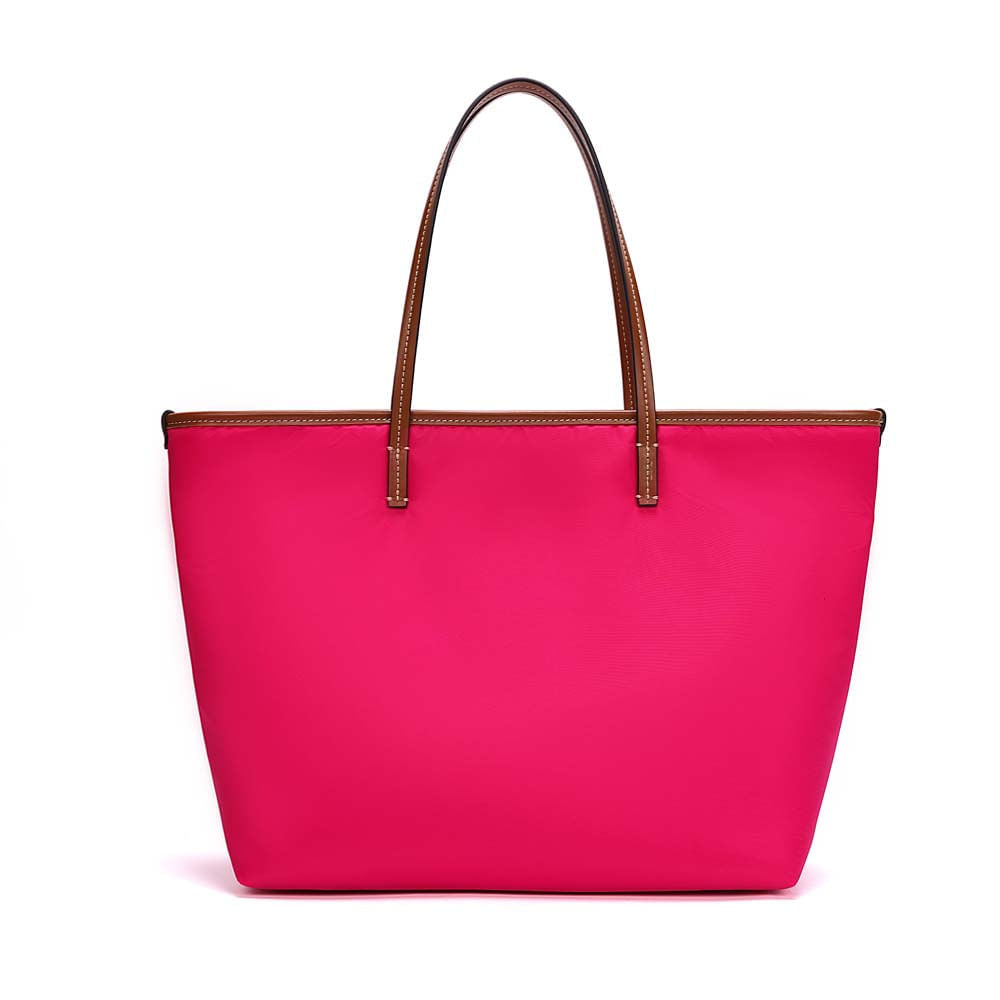 Bolsa Shopper Santa Lolla Pink Nylon Alça Marrom