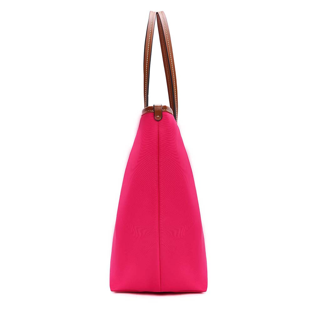 Bolsa Shopper Santa Lolla Pink Nylon Alça Marrom