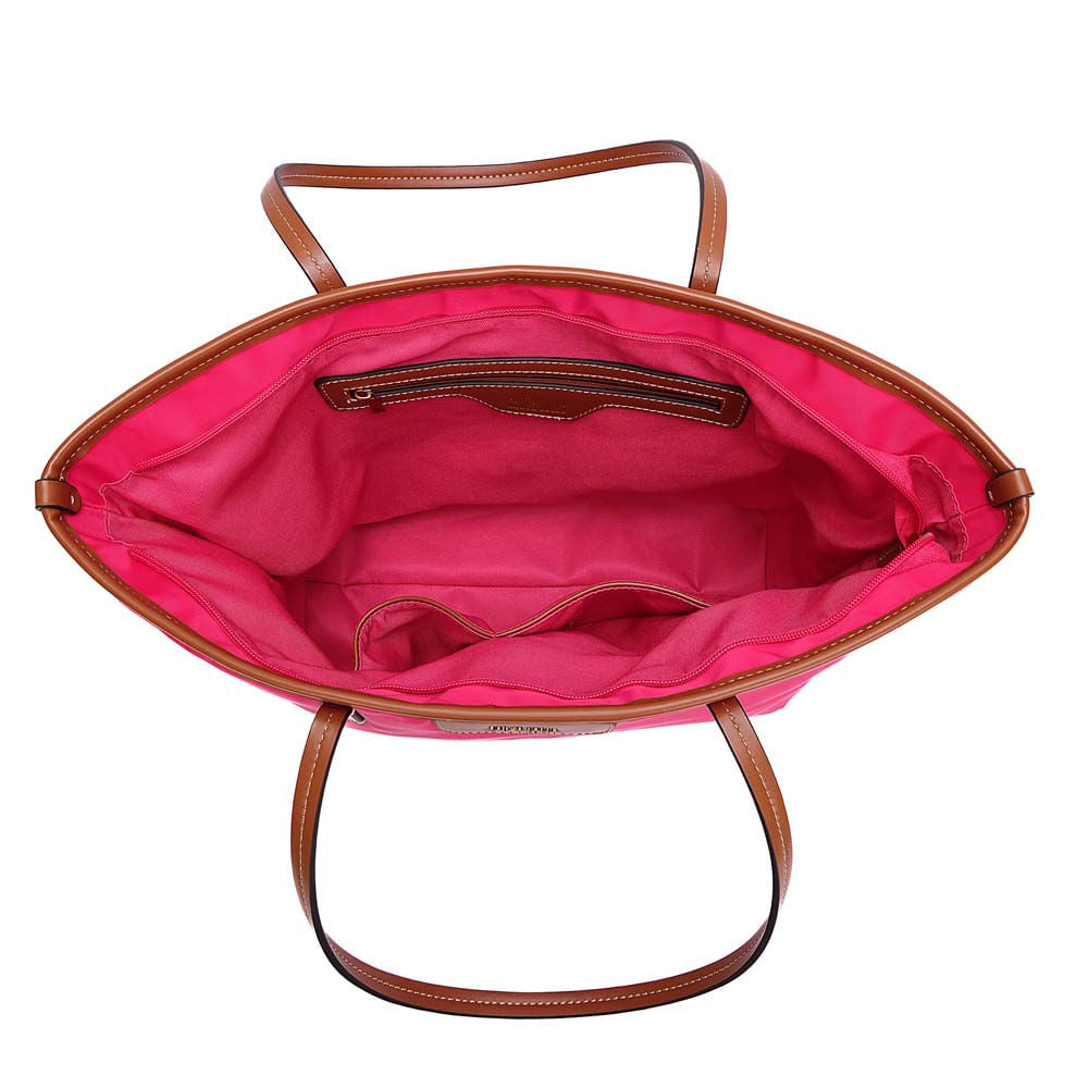 Bolsa Shopper Santa Lolla Pink Nylon Alça Marrom