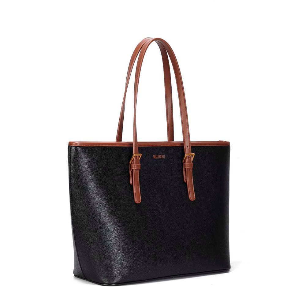 Bolsa Shopper Santa Lolla Preta Alça Caramelo