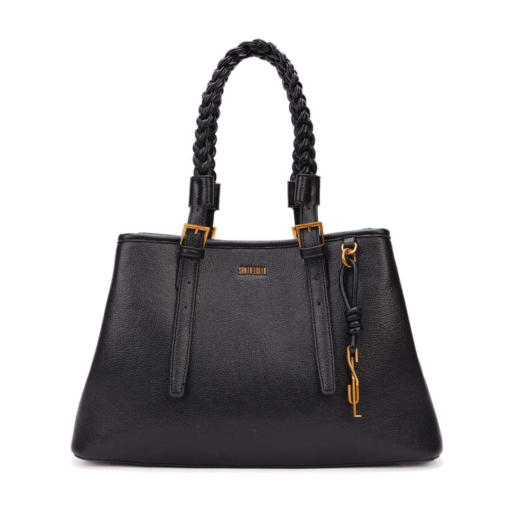 Bolsa Shopper Santa Lolla Preta Alça Trançada