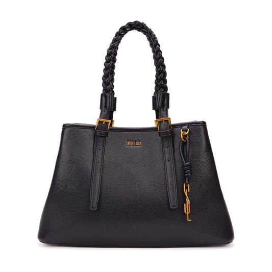 Bolsa Shopper Santa Lolla Preta Alça Trançada