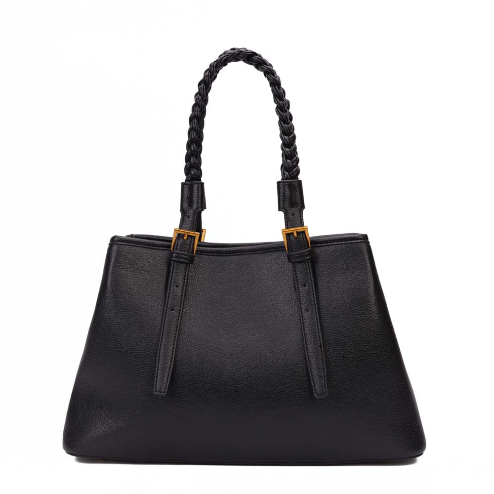 Bolsa Shopper Santa Lolla Preta Alça Trançada