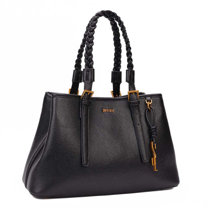 Bolsa Shopper Santa Lolla Preta Alça Trançada