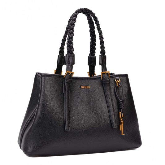 Bolsa Shopper Santa Lolla Preta Alça Trançada