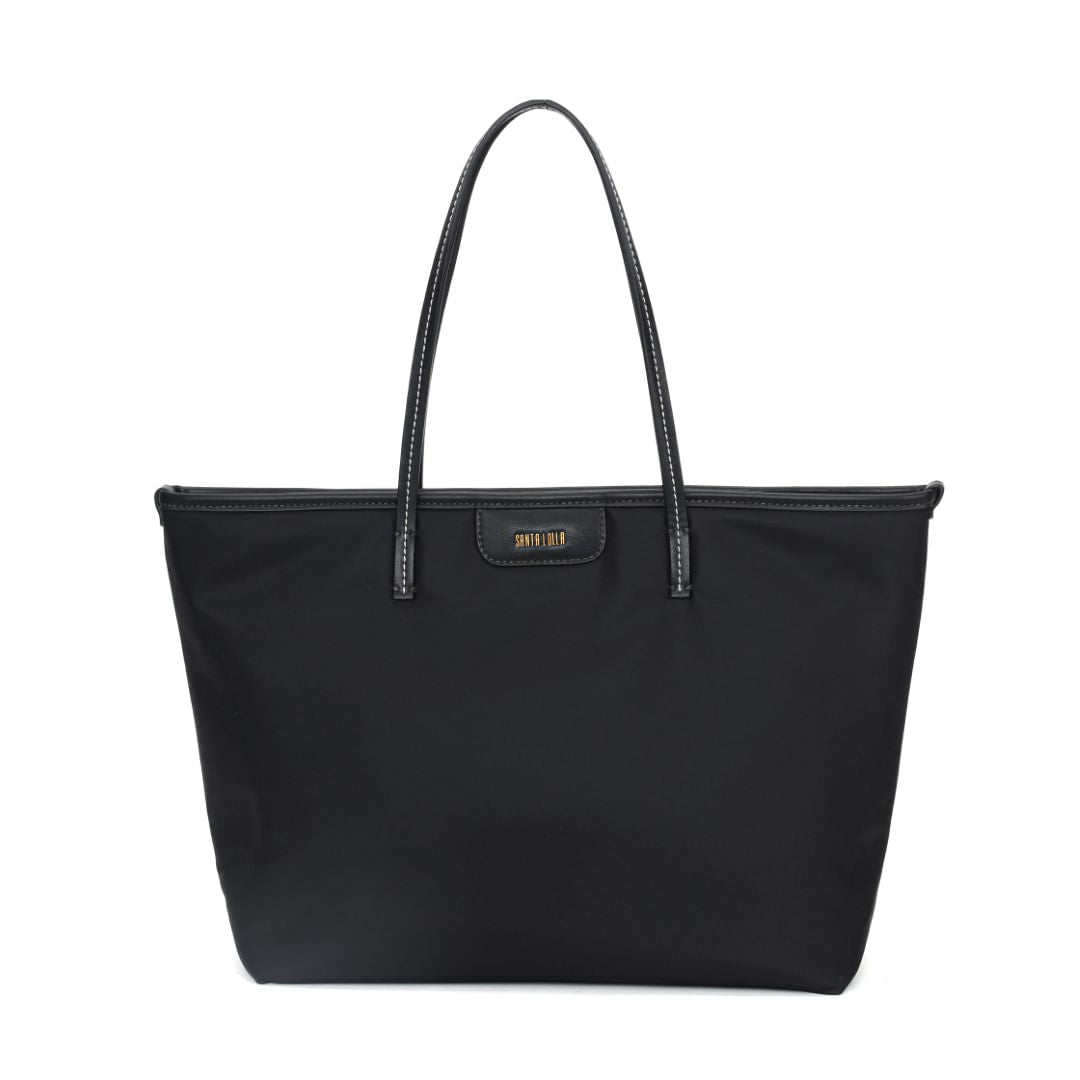 Bolsa Shopper Santa Lolla Preta Costura Contrastante