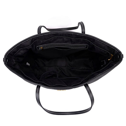 Bolsa Shopper Santa Lolla Preta Costura Contrastante