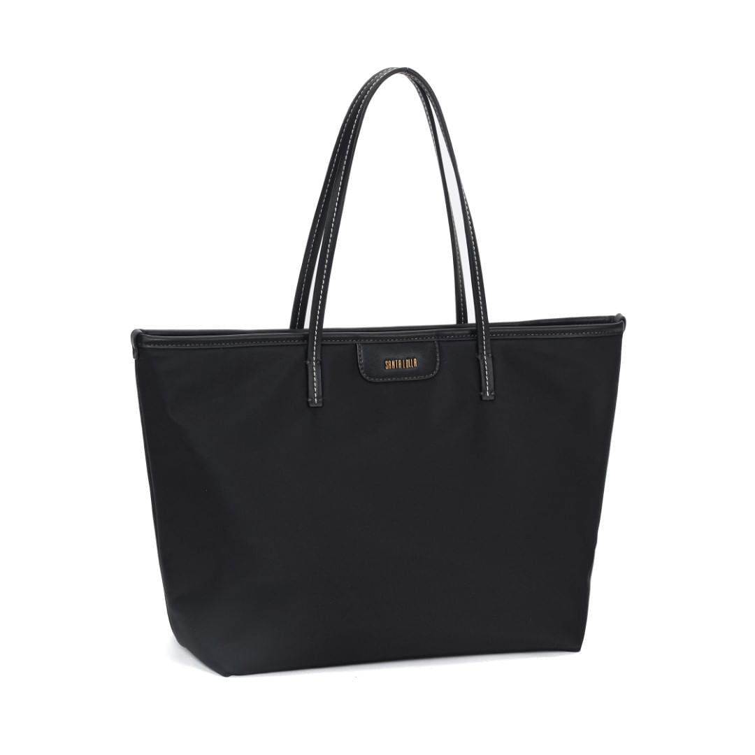 Bolsa Shopper Santa Lolla Preta Costura Contrastante