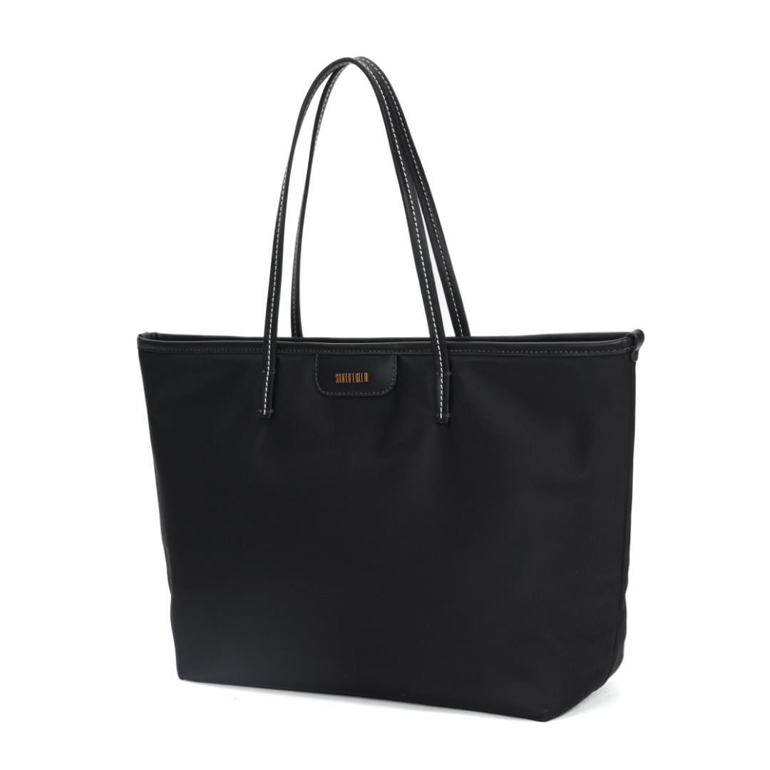 Bolsa Shopper Santa Lolla Preta Costura Contrastante