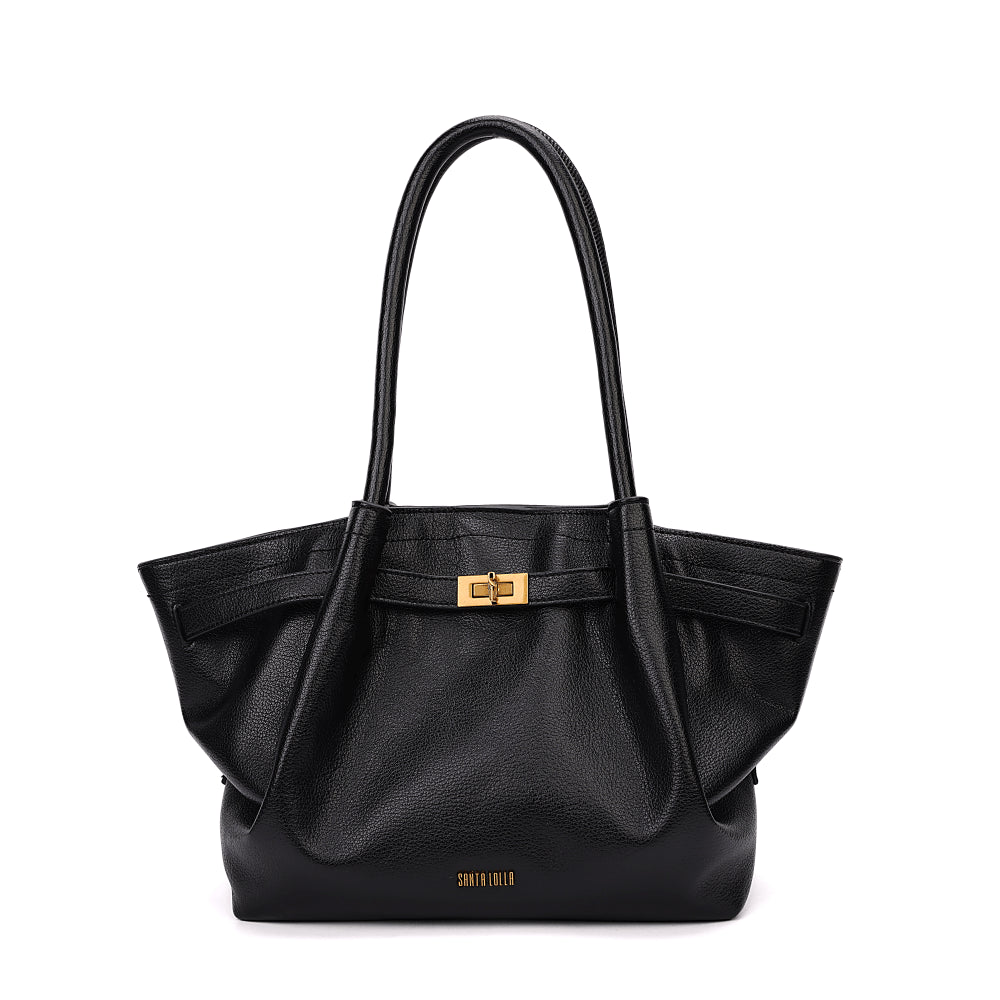 Bolsa Shopper Santa Lolla Preta Floater Placa Dourada