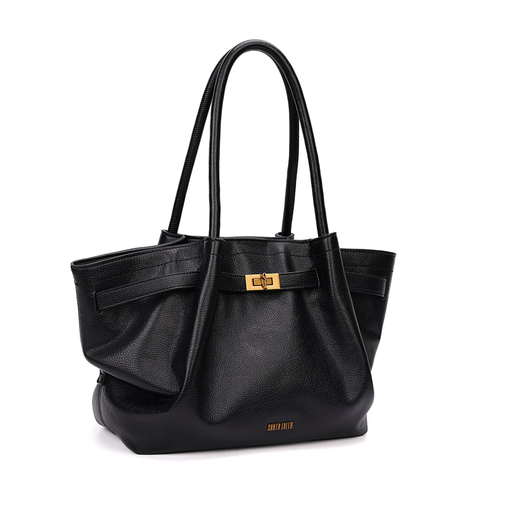 Bolsa Shopper Santa Lolla Preta Floater Placa Dourada