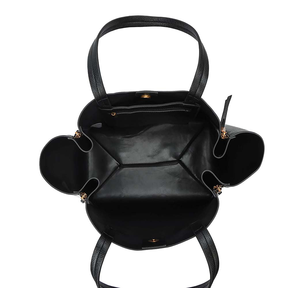 Bolsa Shopper Santa Lolla Preta Floater Zíper Frontal