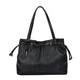 Bolsa Shopper Santa Lolla Preta Ilhós E Cordão
