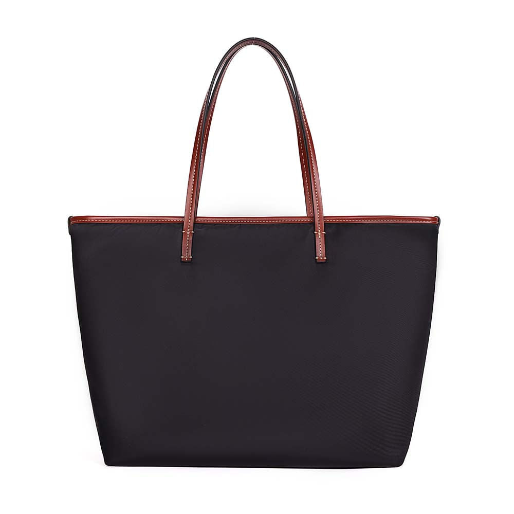 Bolsa Shopper Santa Lolla Preta Nylon Alça Caramelo