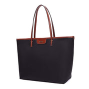 Bolsa Shopper Santa Lolla Preta Nylon Alça Caramelo