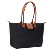 Bolsa Shopper Santa Lolla Preta Nylon Detalhe Caramelo