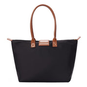 Bolsa Shopper Santa Lolla Preta Nylon Detalhe Caramelo