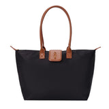 Bolsa Shopper Santa Lolla Preta Nylon Detalhe Caramelo