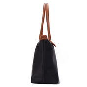 Bolsa Shopper Santa Lolla Preta Nylon Detalhe Caramelo