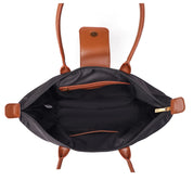 Bolsa Shopper Santa Lolla Preta Nylon Detalhe Caramelo