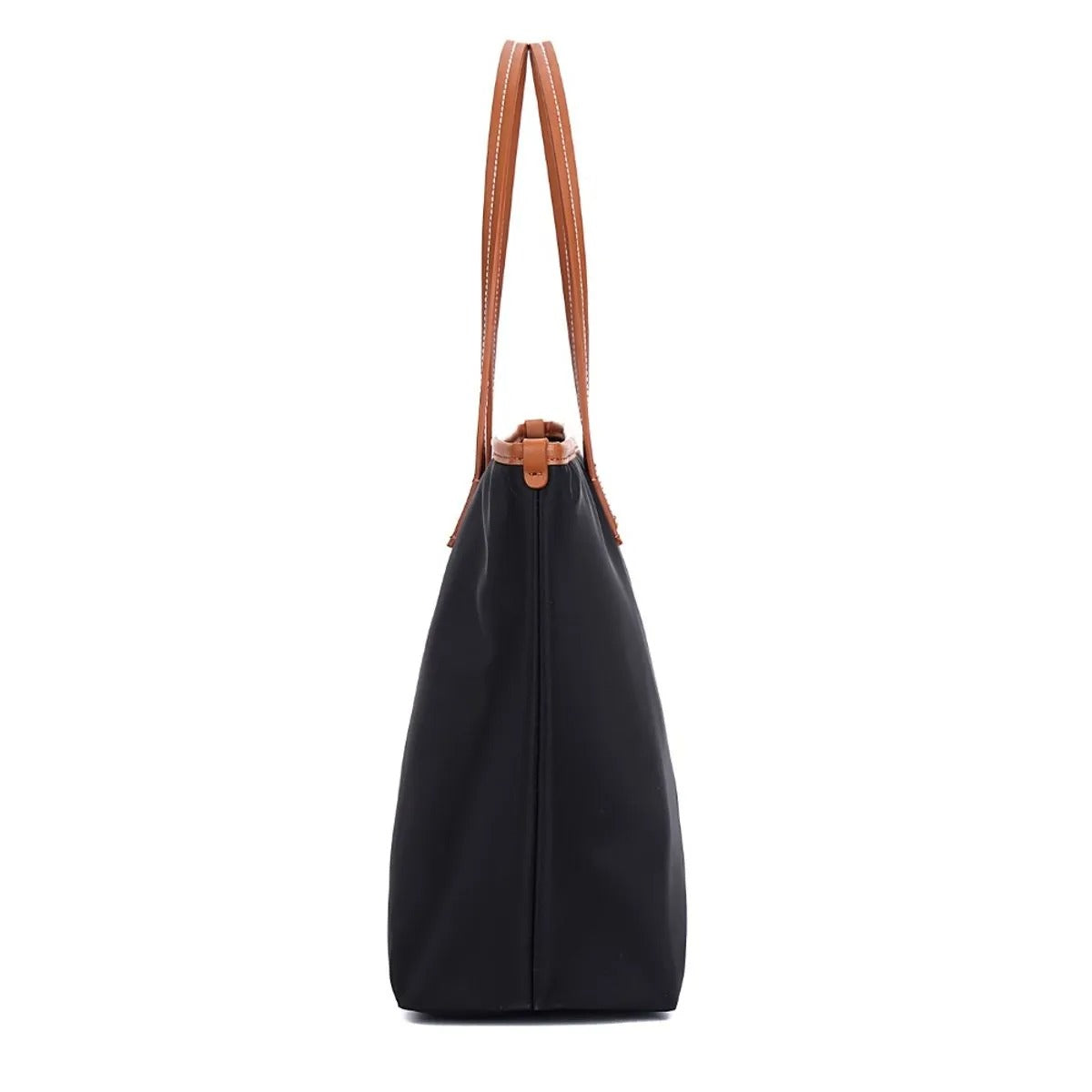 Bolsa Shopper Santa Lolla Preta Nylon Viés Caramelo