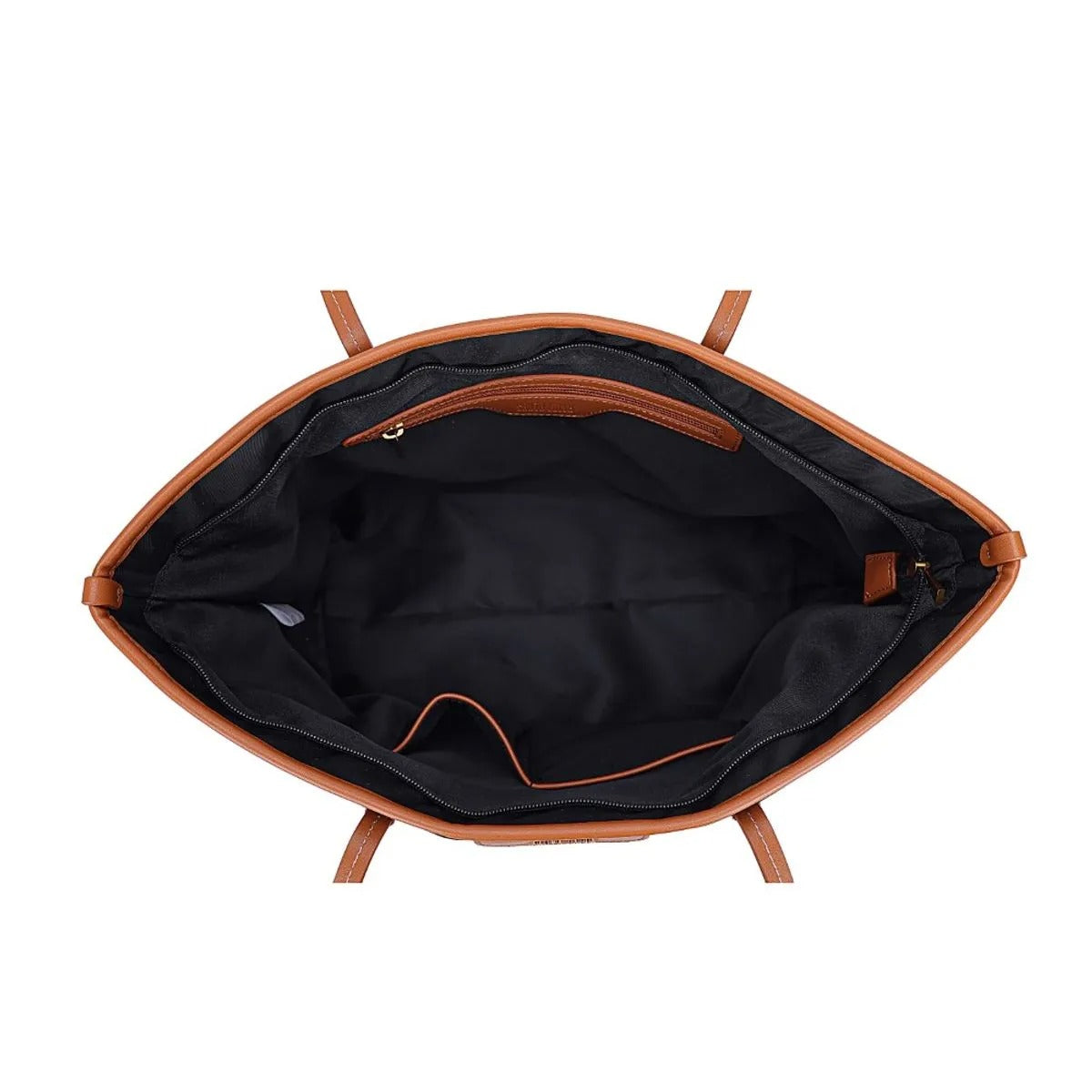 Bolsa Shopper Santa Lolla Preta Nylon Viés Caramelo