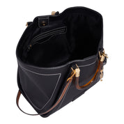 Bolsa Shopper Santa Lolla Preta Pesponto Com Necessaire