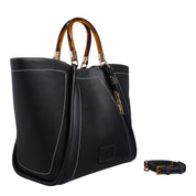 Bolsa Shopper Santa Lolla Preta Pesponto Com Necessaire