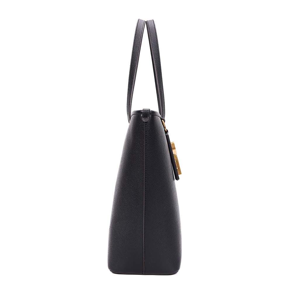 Bolsa Shopper Santa Lolla Preta Pingente Dourado