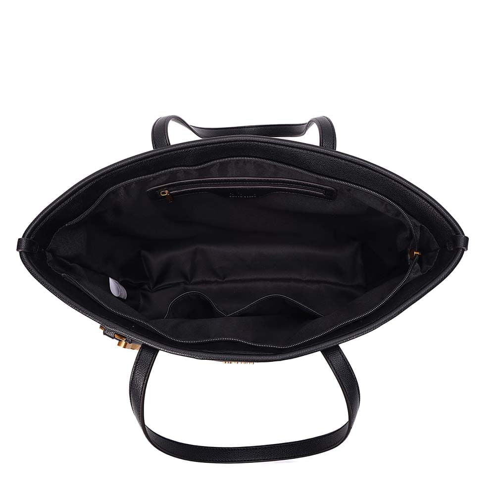 Bolsa Shopper Santa Lolla Preta Pingente Dourado