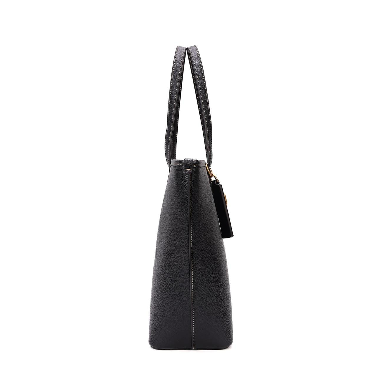 Bolsa Shopper Santa Lolla Preta Pingente Dourado