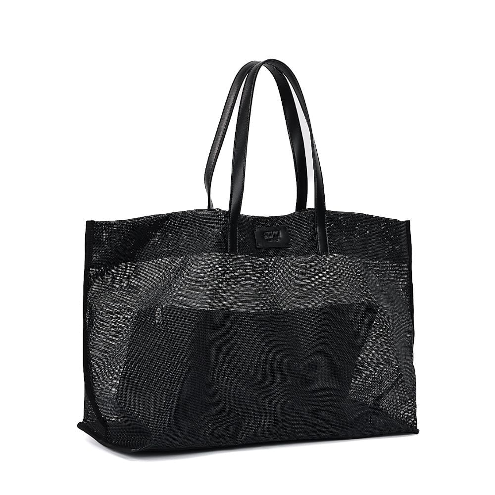 Bolsa Shopper Santa Lolla Preta Tela Mesh Grande