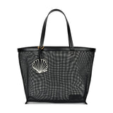 Bolsa Shopper Santa Lolla Preta Tela Pingente Concha