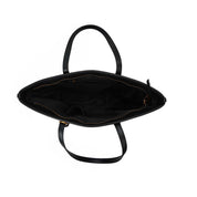 Bolsa Shopper Santa Lolla Preta Textura Cubos Detalhes Dourados