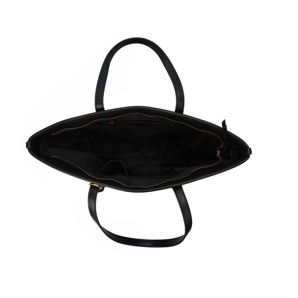 Bolsa Shopper Santa Lolla Preta Textura Cubos Detalhes Dourados