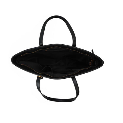 Bolsa Shopper Santa Lolla Preta Textura Cubos Detalhes Dourados