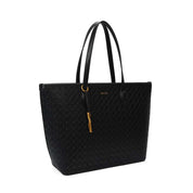 Bolsa Shopper Santa Lolla Preta Textura Cubos Detalhes Dourados