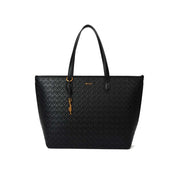 Bolsa Shopper Santa Lolla Preta Textura Cubos Detalhes Dourados