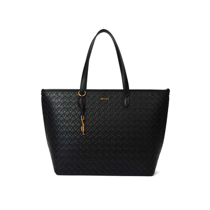 Bolsa Shopper Santa Lolla Preta Textura Cubos Detalhes Dourados