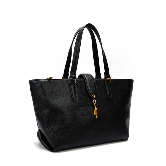 Bolsa Shopper Santa Lolla Preta Textura Granulada