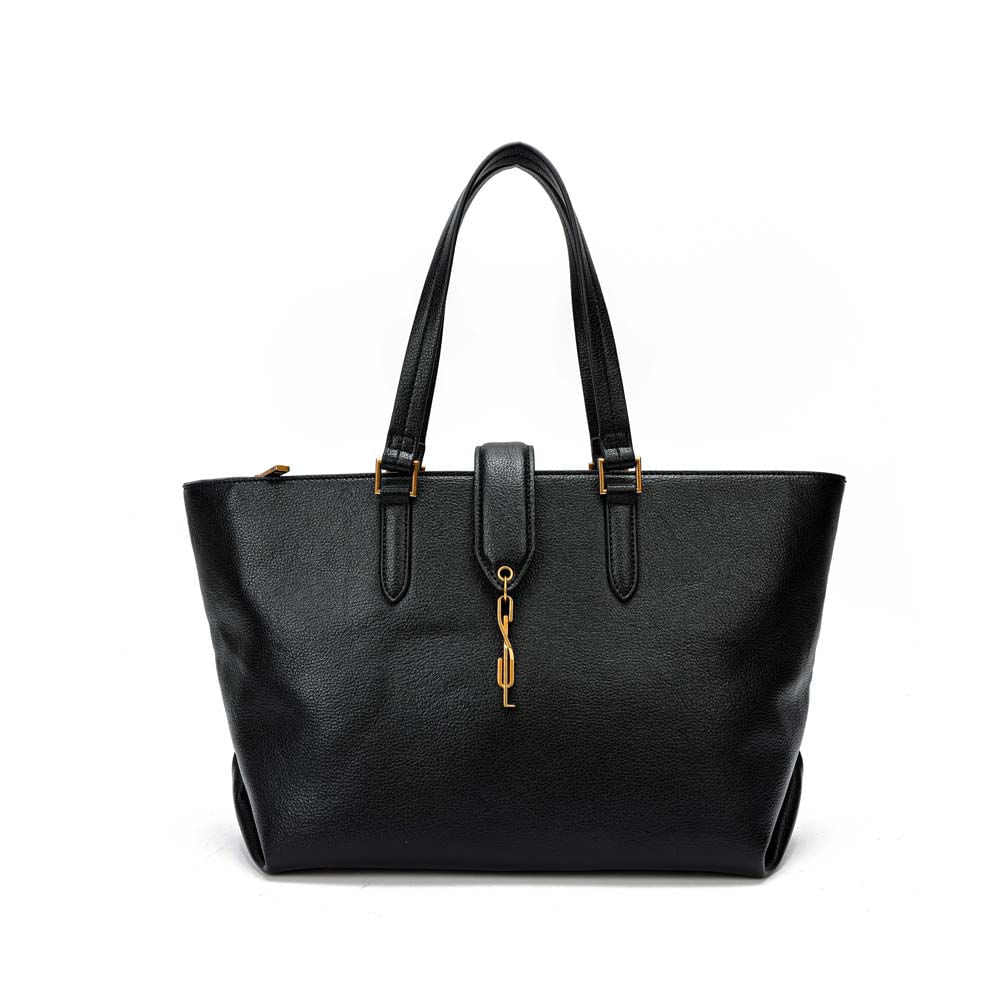 Bolsa Shopper Santa Lolla Preta Textura Granulada