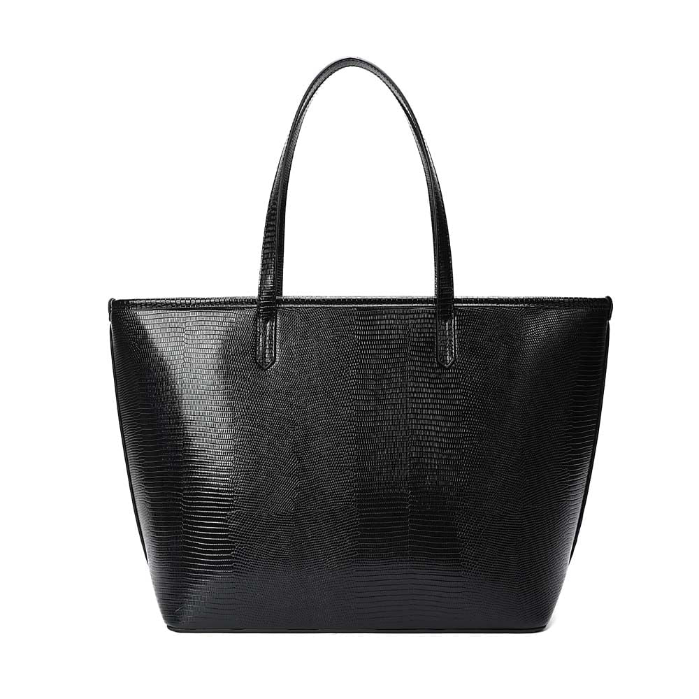 Bolsa Shopper Santa Lolla Preta Textura Lagarto