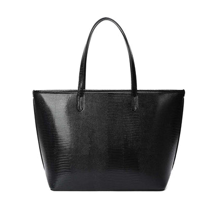 Bolsa Shopper Santa Lolla Preta Textura Lagarto